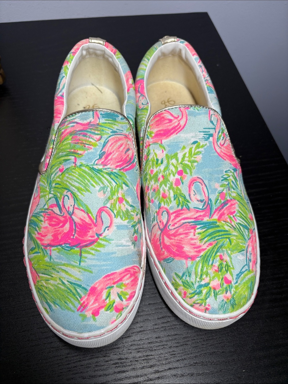 Lilly Pulitzer Flamingo Print Slip-On Shoes - Picture 1 of 7